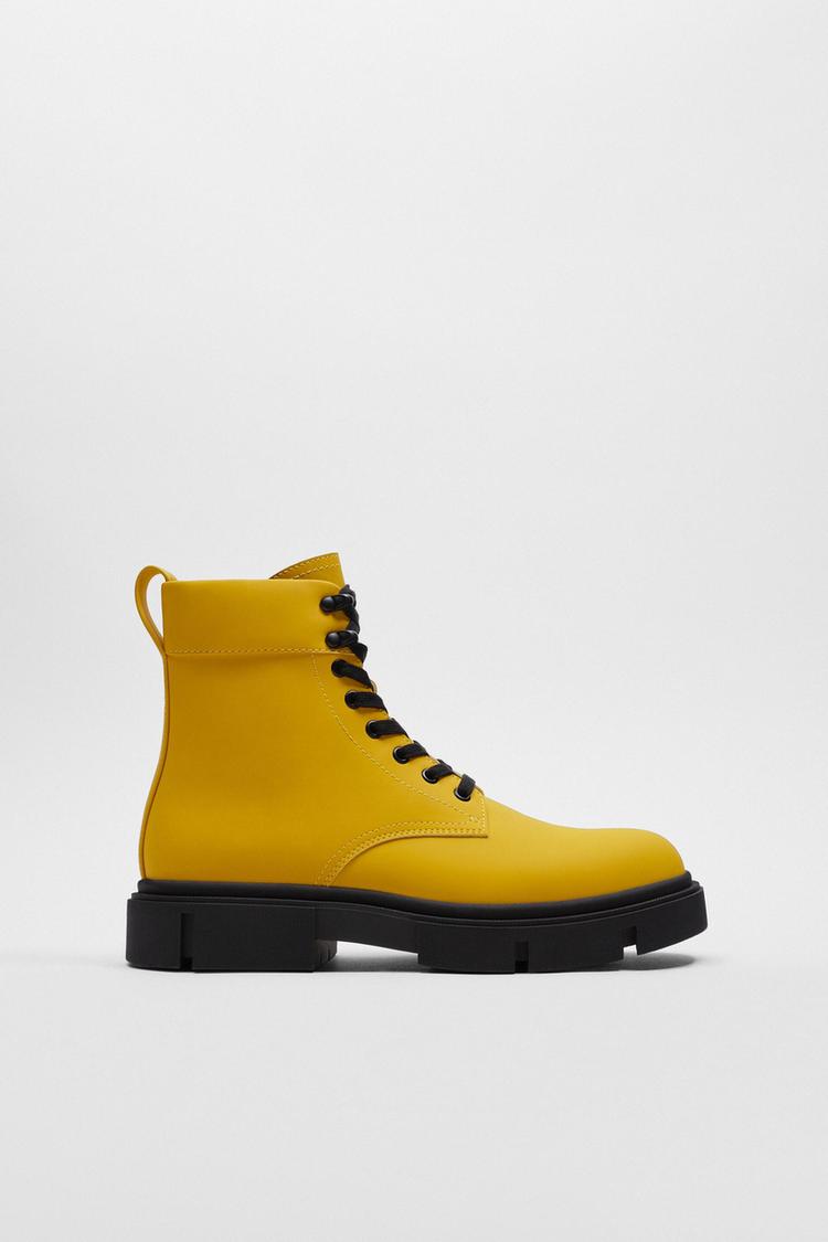 STIVALI STRINGATI GOMMATI Giallo ZARA Italia Italy